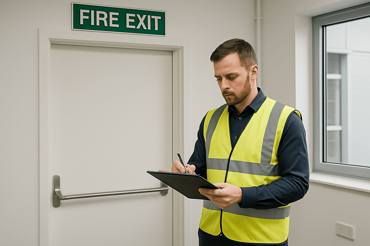 Fire risk assessment being conducted on business premises